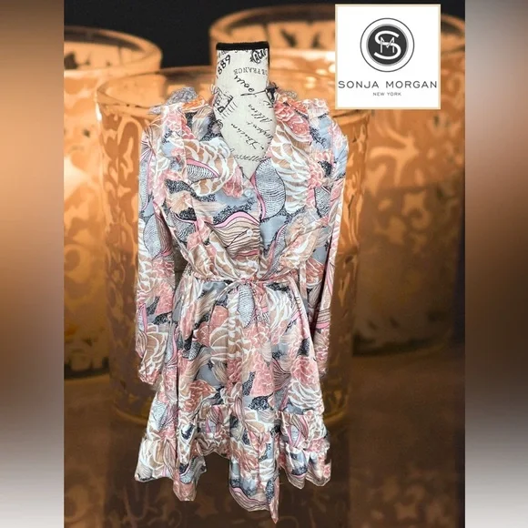 Sonja by Sonja Morgan Mystical Floral tie Ruffle Dress Size S - Picture 1 of 15